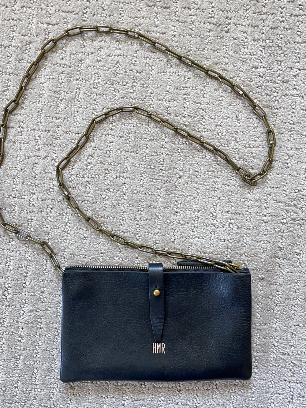 Madewell Black Leather Crossbody Bag with Chain Strap